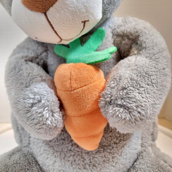 Gray Bunny Rabbit Plush Stuffed Animal 18" Holding Carrot Animal Adventure - Picture 16 of 16